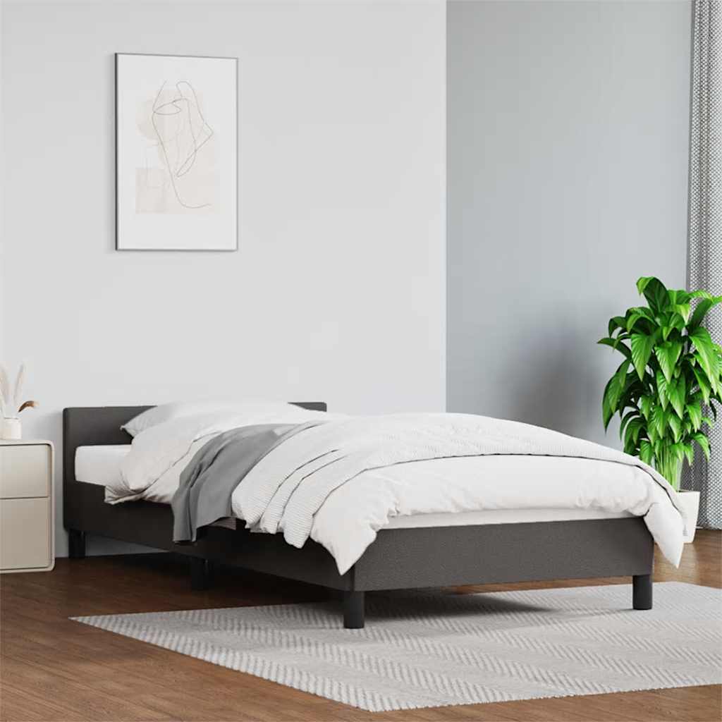 Estrutura cama c/ cabeceira sem colchão 100x200 cm cinzento