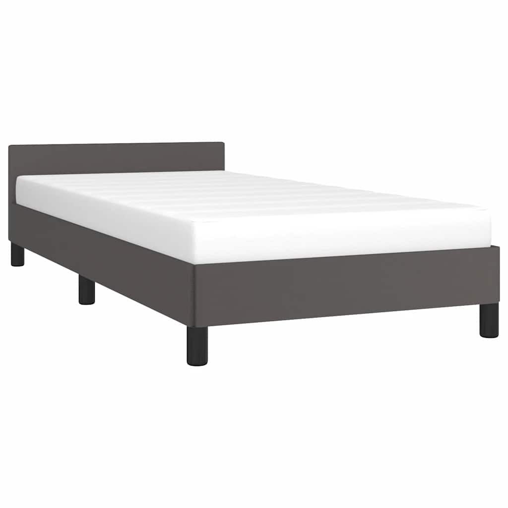 Estrutura cama c/ cabeceira sem colchão 100x200 cm cinzento