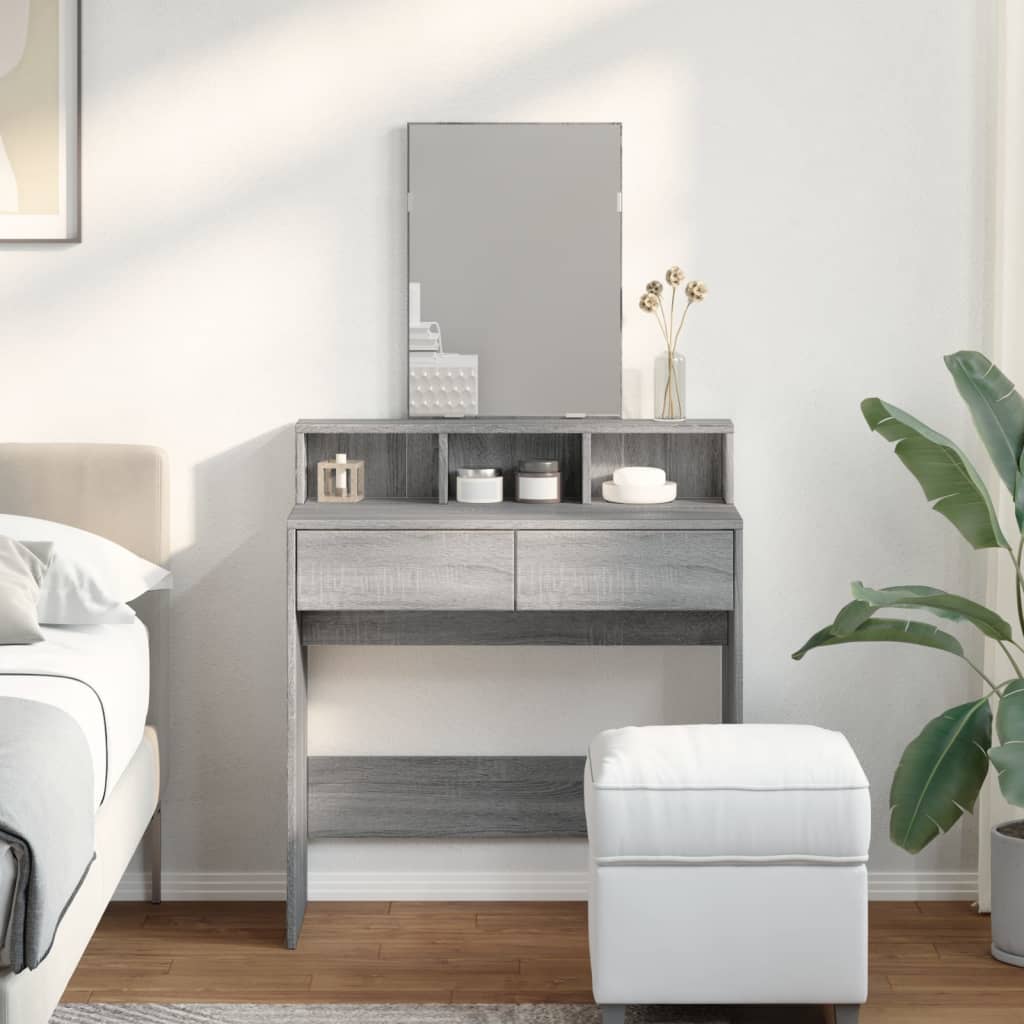 Toucador com espelho 80x41x144,5 cm cinzento sonoma