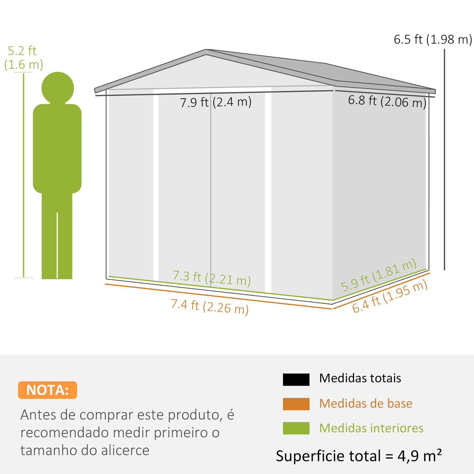 Abrigo de jardim exterior 4,4 m² 240x206x198 cm abrigo de jardim com porta de correr e fechadura teca