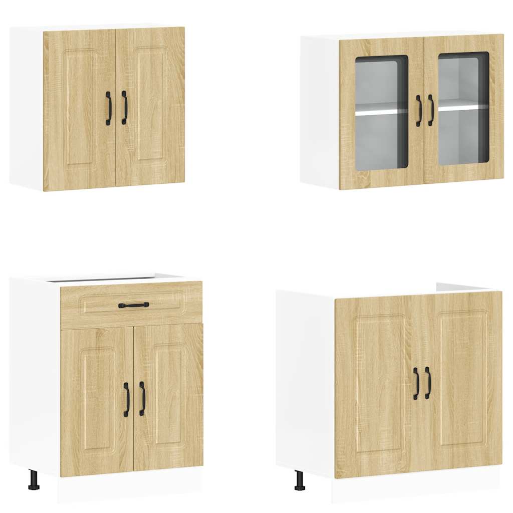 4 Peças armário de cozinha conjunto kalmar sonoma carvalho