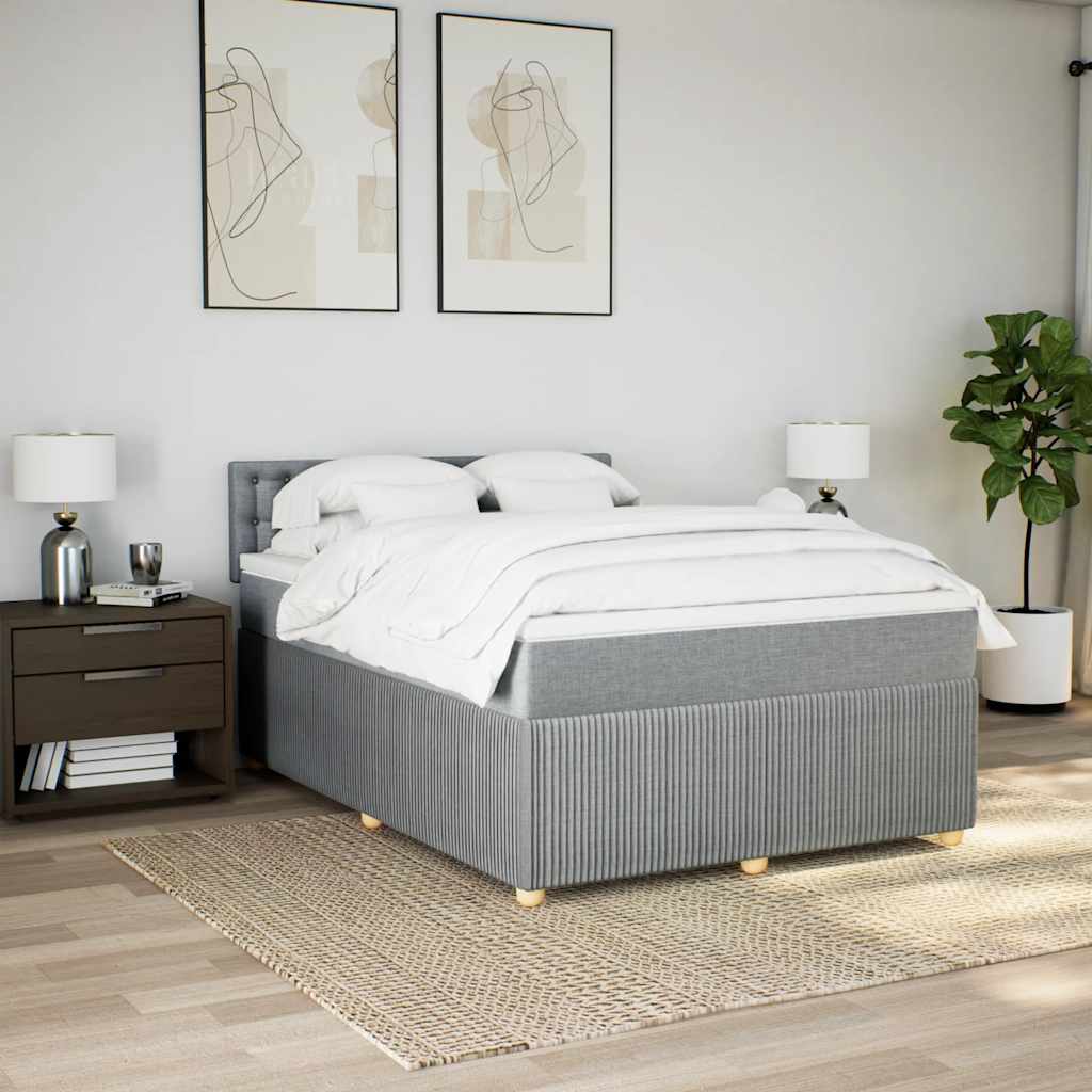 Cama com molas/colchão 140x200 cm tecido cinzento-claro
