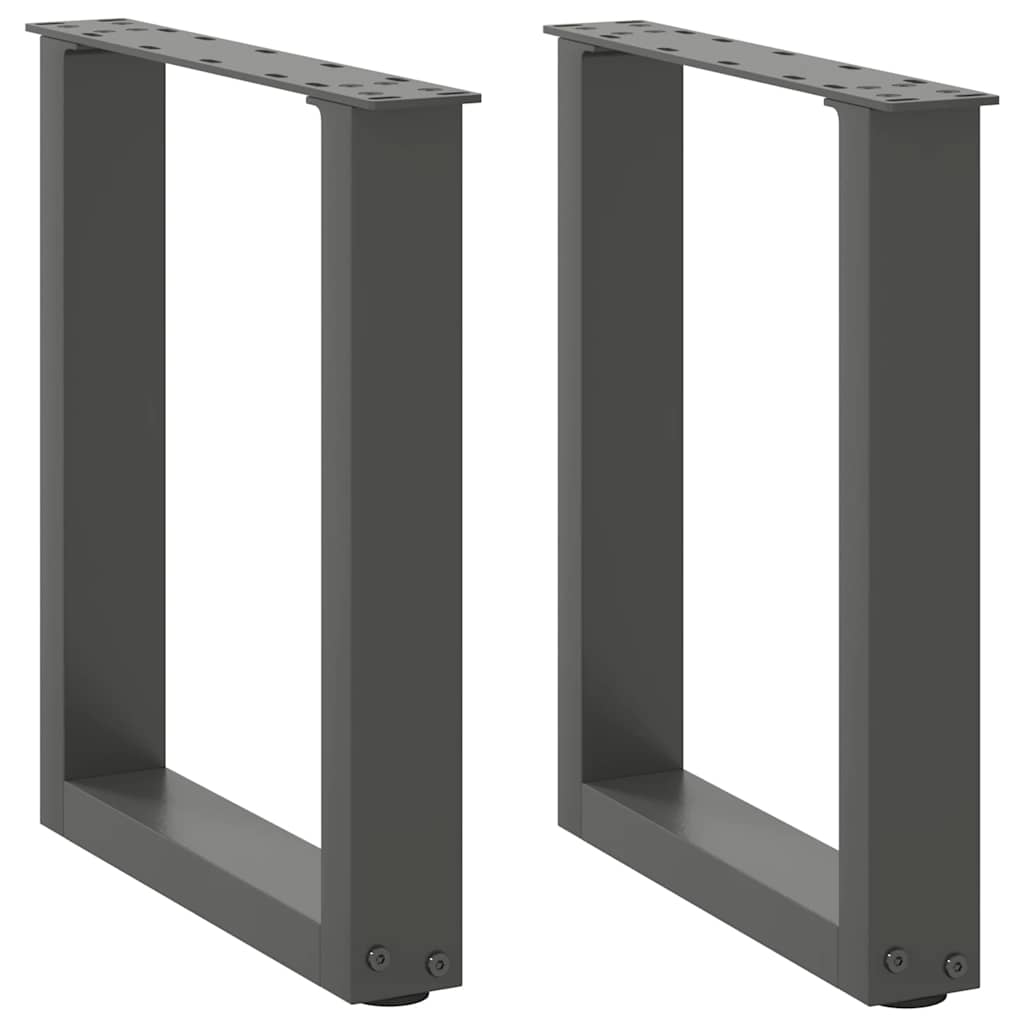 Pés para mesa de centro em formato de u, 2 peças, antracite, 28x(42-43) cm, aço