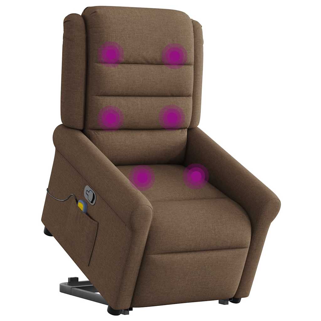 Poltrona reclinável massagens tecido castanho