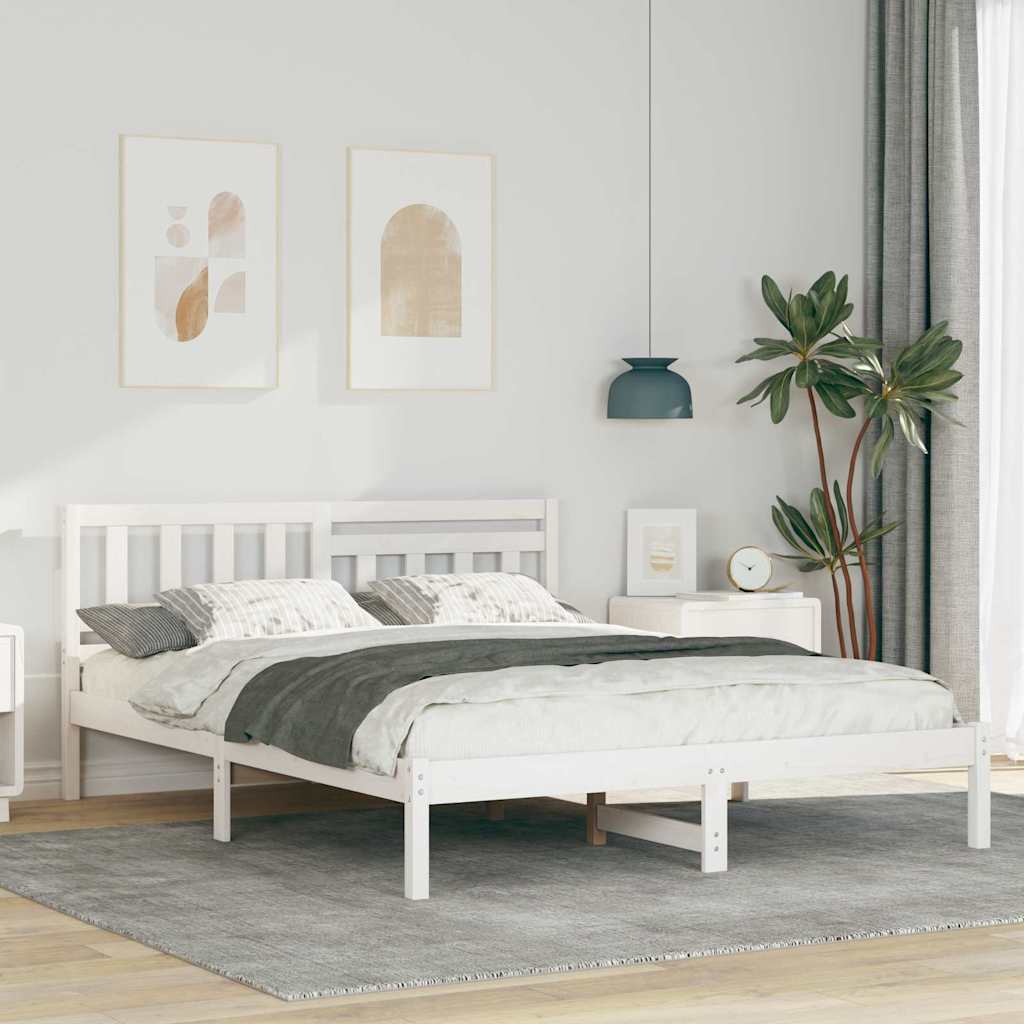 Estrutura da cama com cabeceira branco 140 x 200 cm