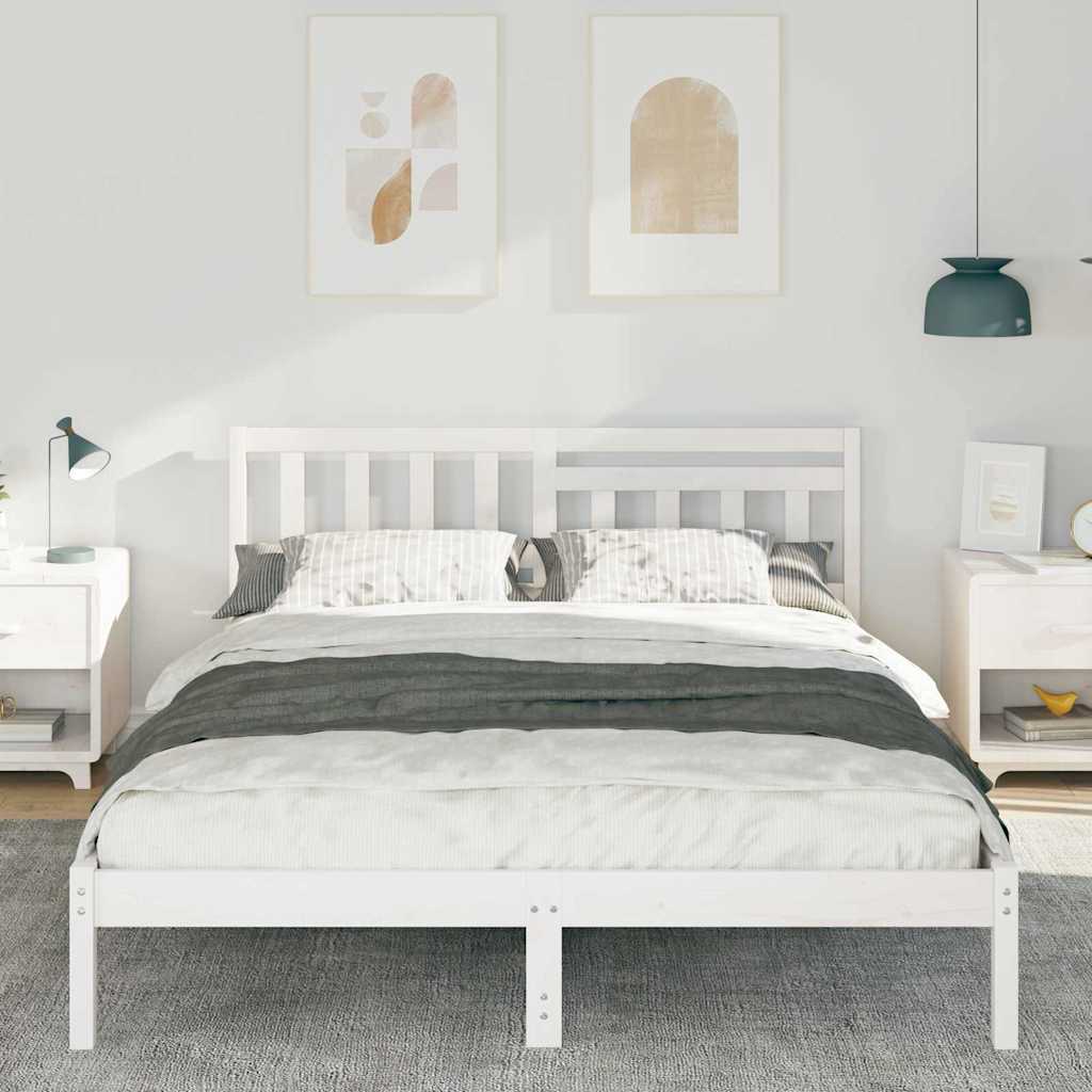 Estrutura da cama com cabeceira branco 140 x 200 cm
