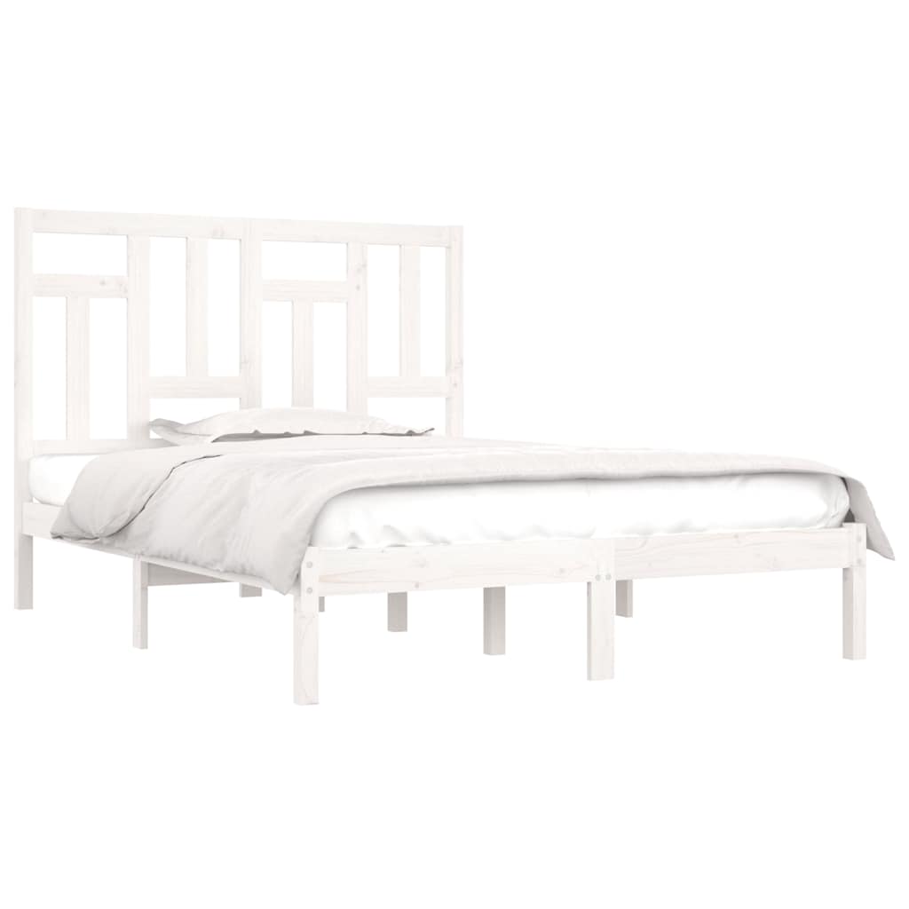 Cama sem colchão 140x200 cm madeira de pinho maciça branco