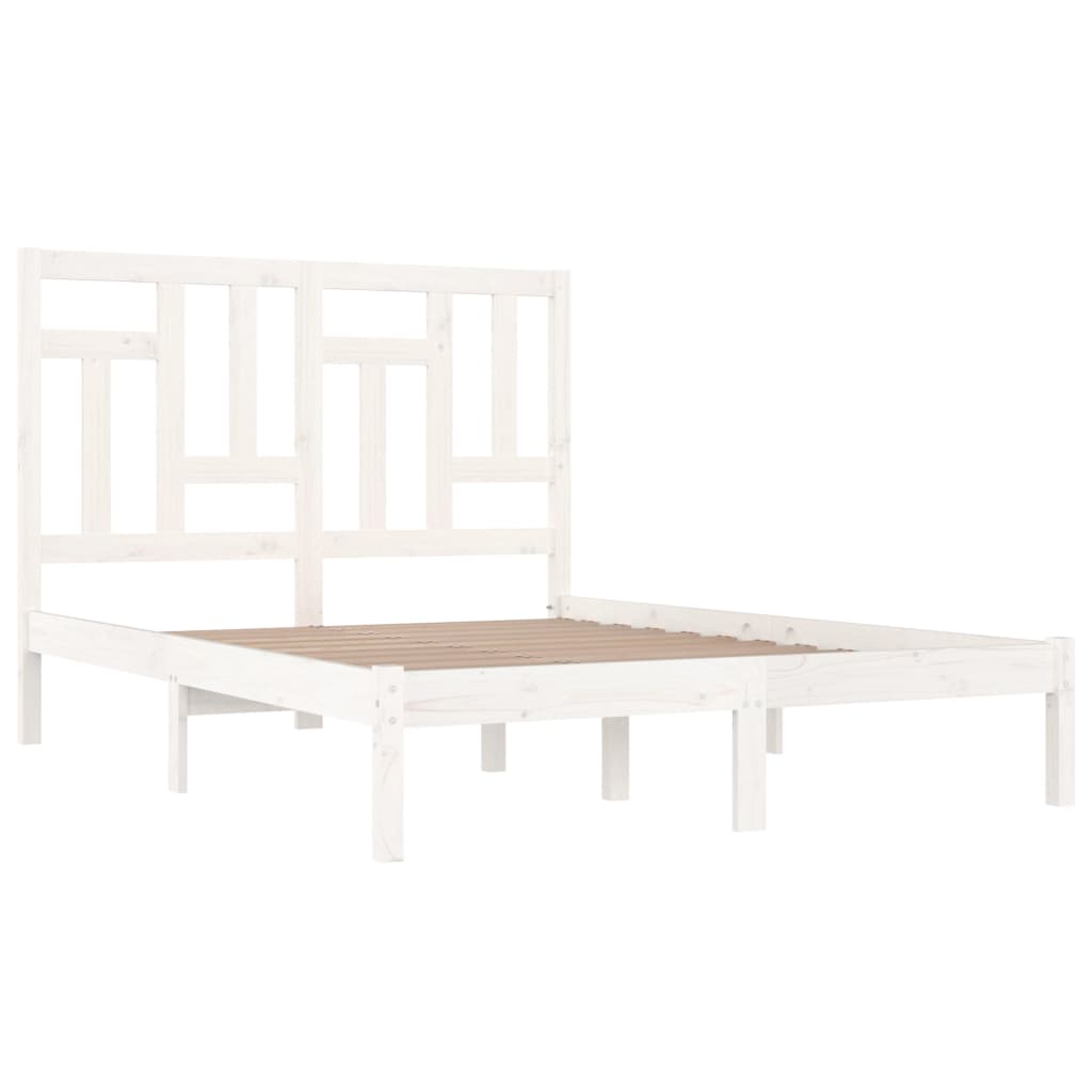 Cama sem colchão 140x200 cm madeira de pinho maciça branco