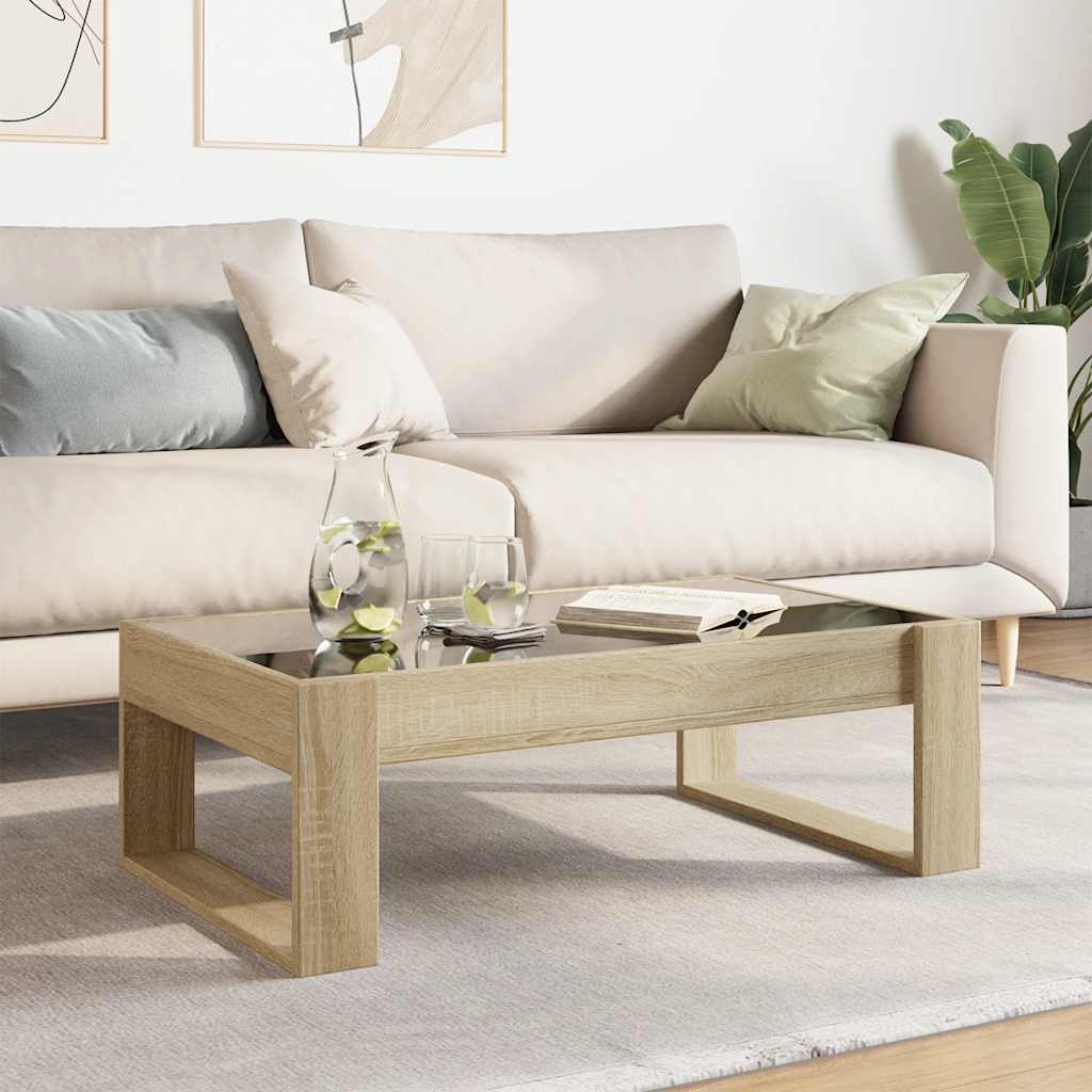 Mesa de centro luzes LED infinity 90x53x30 cm carvalho sonoma