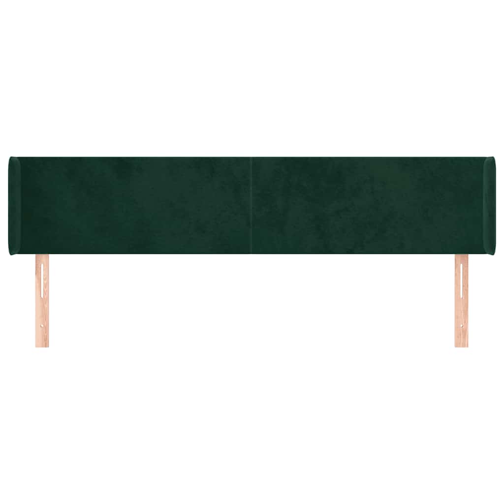 Cabeceira de cama c/ abas veludo 163x16x78/88cm verde-escuro