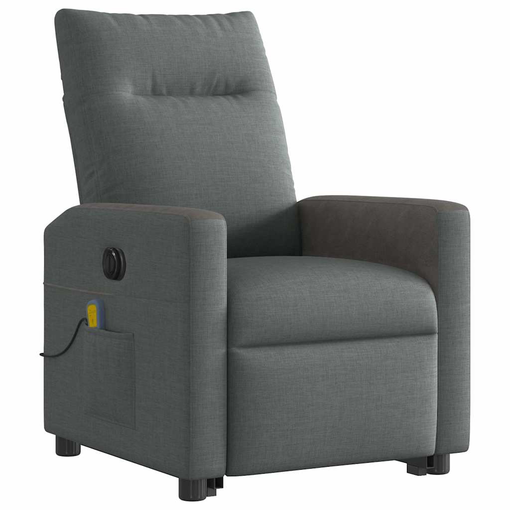 Poltrona elétrica elevatória massagens tecido cinzento-escuro