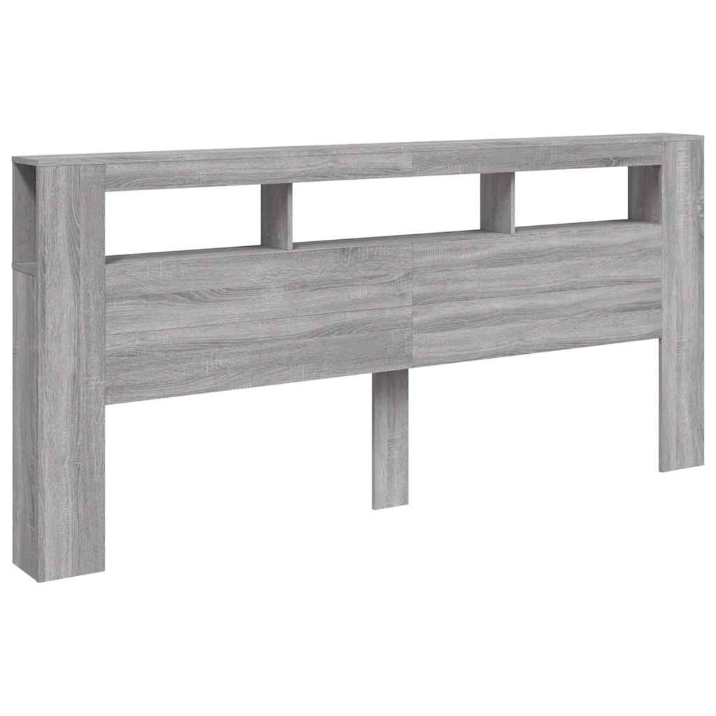 Cabeceira c/ leds 220x18,5x103,5 cm sonoma cinzento