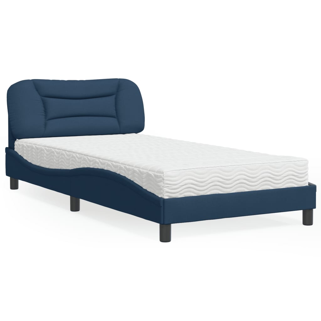 Cama com colchão hvar 100x200 cm tecido azul