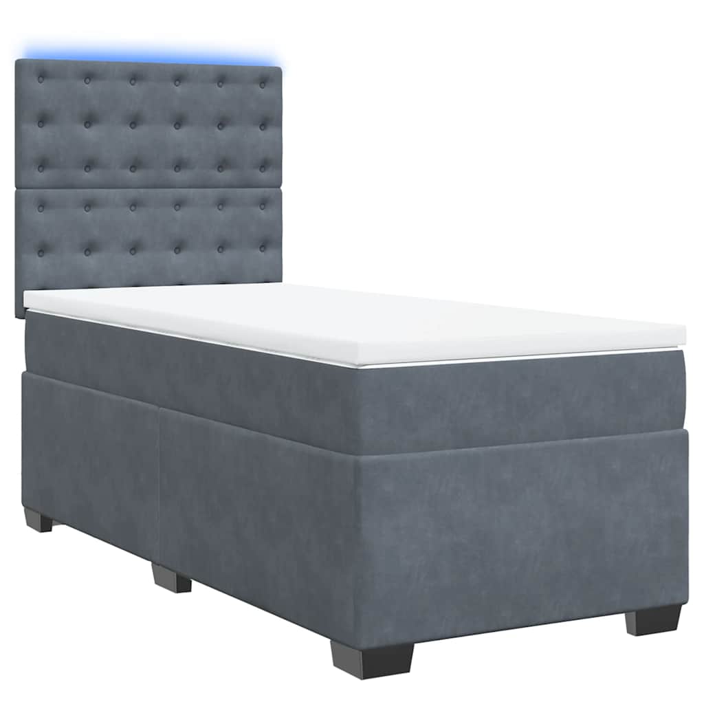 Cama com molas/colchão 80x200 cm veludo cinza-escuro