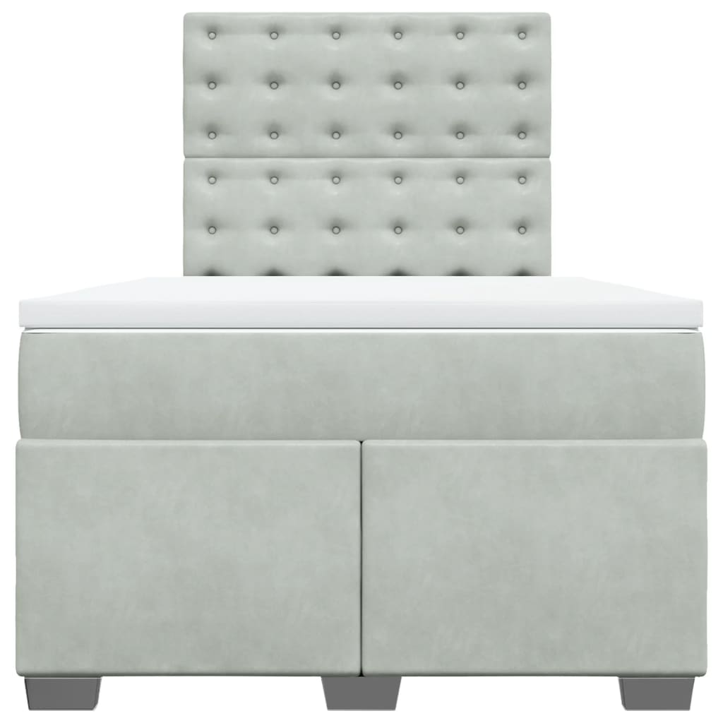 Cama boxspring c/ colchão 120x200 cm veludo cinzento-claro