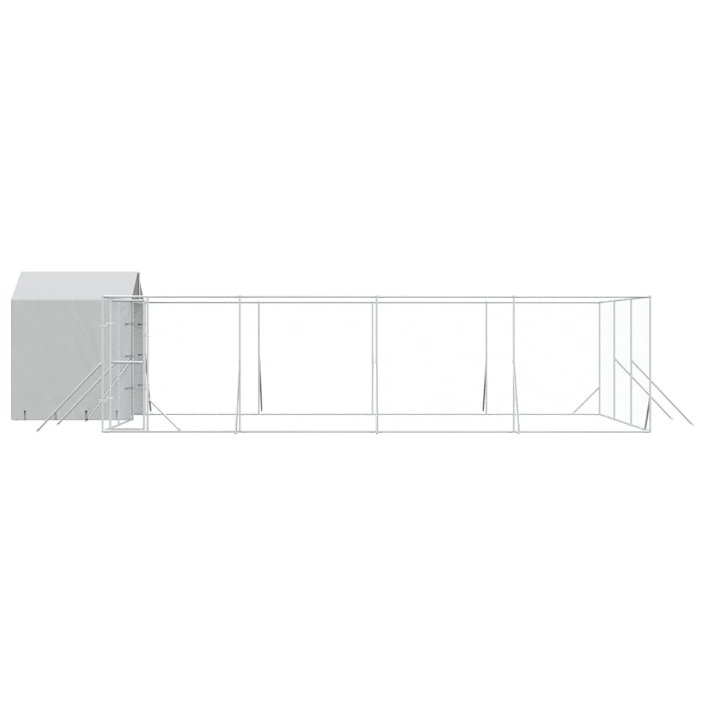 Canil de exterior com teto 10x6x2,5 m aço galvanizado prateado