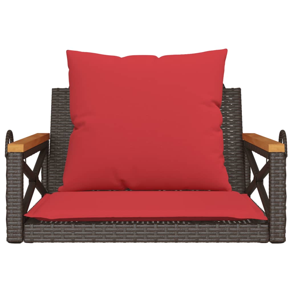 Banco baloiço com almofadões 63x62x40 cm vime PE castanho