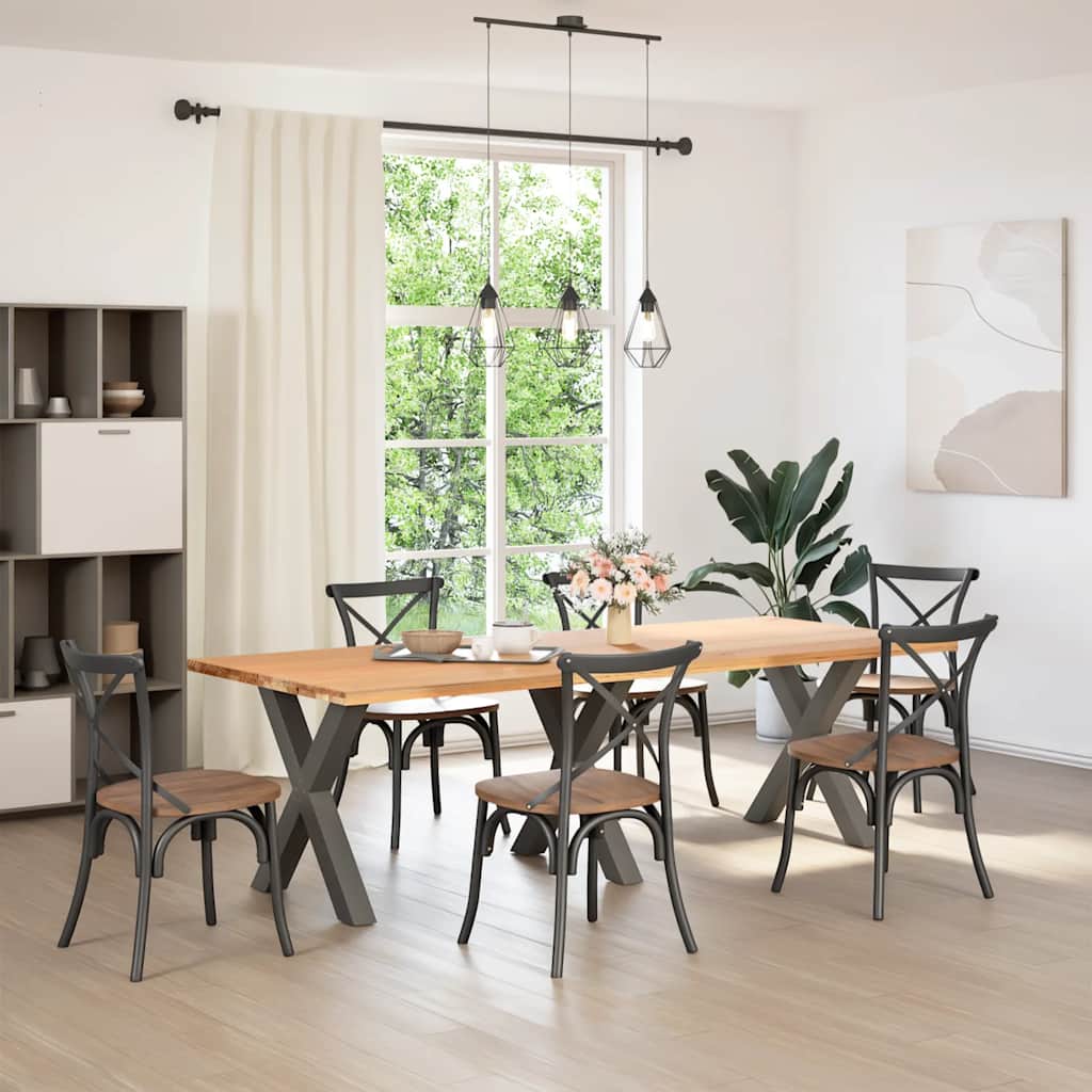 Pés para mesa de jantar em formato de x, 3 peças, antracite, 70x(72-73) cm, aço