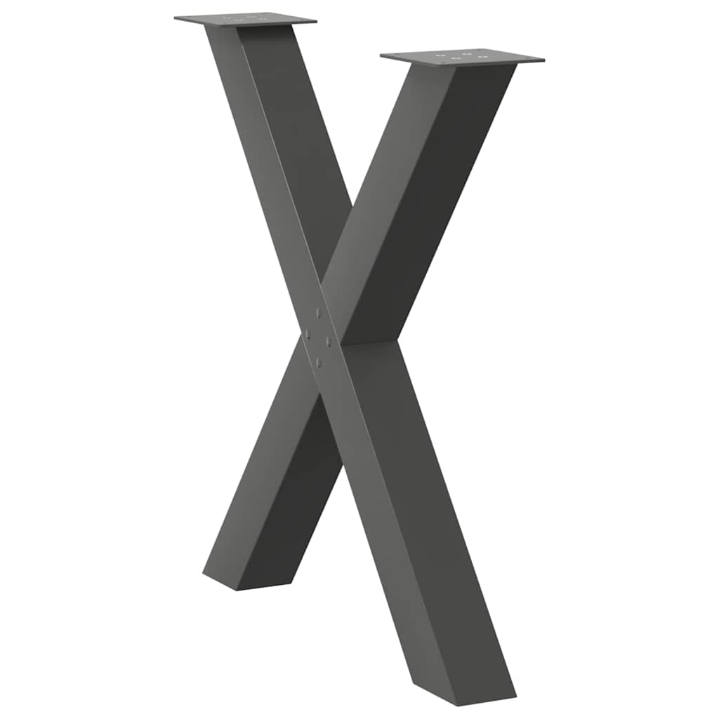 Pés para mesa de jantar em formato de x, 3 peças, antracite, 70x(72-73) cm, aço