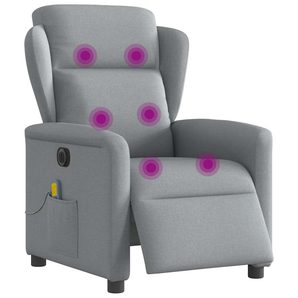 Poltrona de massagens reclinável elétrica tecido cinzento-claro