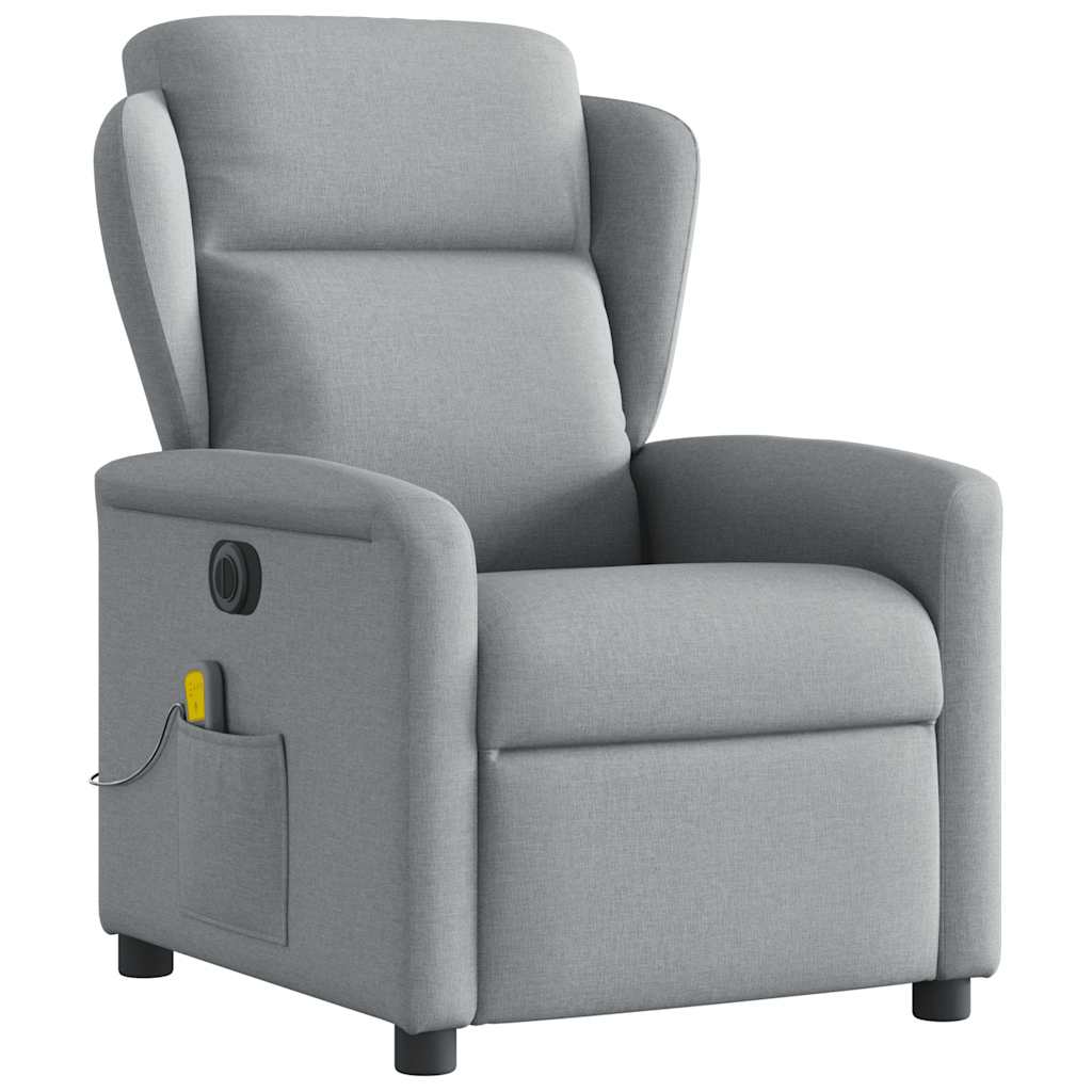 Poltrona de massagens reclinável elétrica tecido cinzento-claro