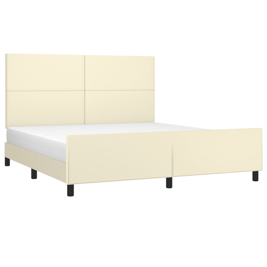 Estrutura de cama c/ cabeceira couro artificial 180x200cm creme