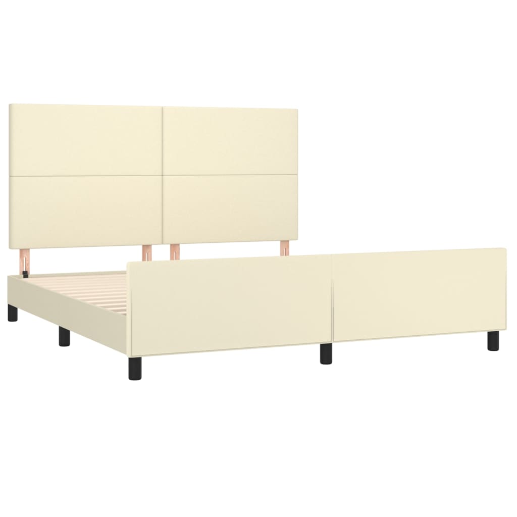 Estrutura de cama c/ cabeceira couro artificial 180x200cm creme
