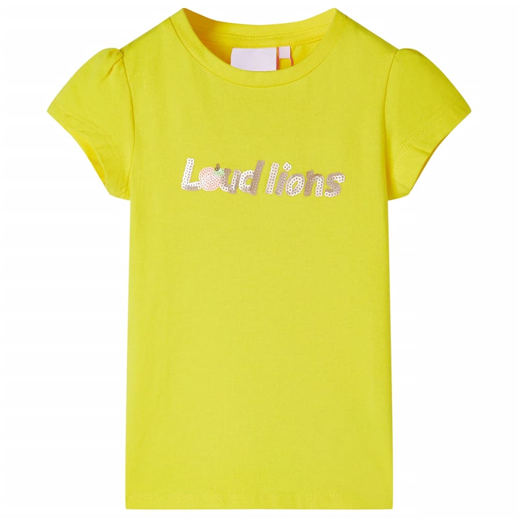 T-shirt de manga curta para criança amarelo-brilhante 140