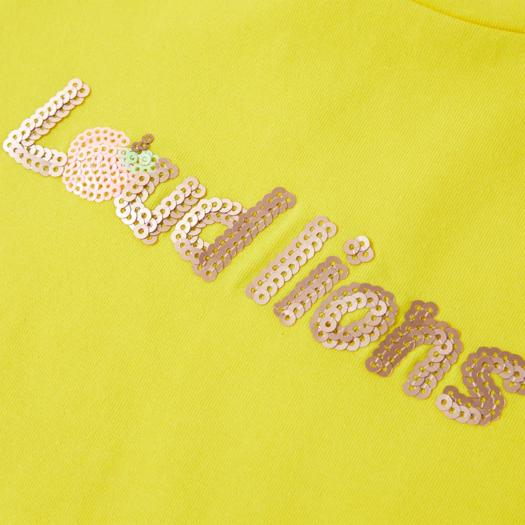 T-shirt de manga curta para criança amarelo-brilhante 140