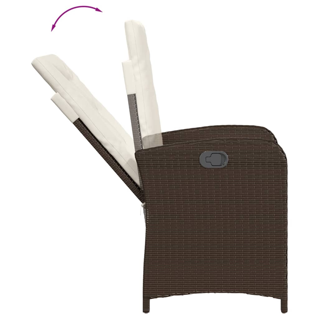 5 Pcs conjunto jantar p/ jardim c/ almofadões vime PE castanho