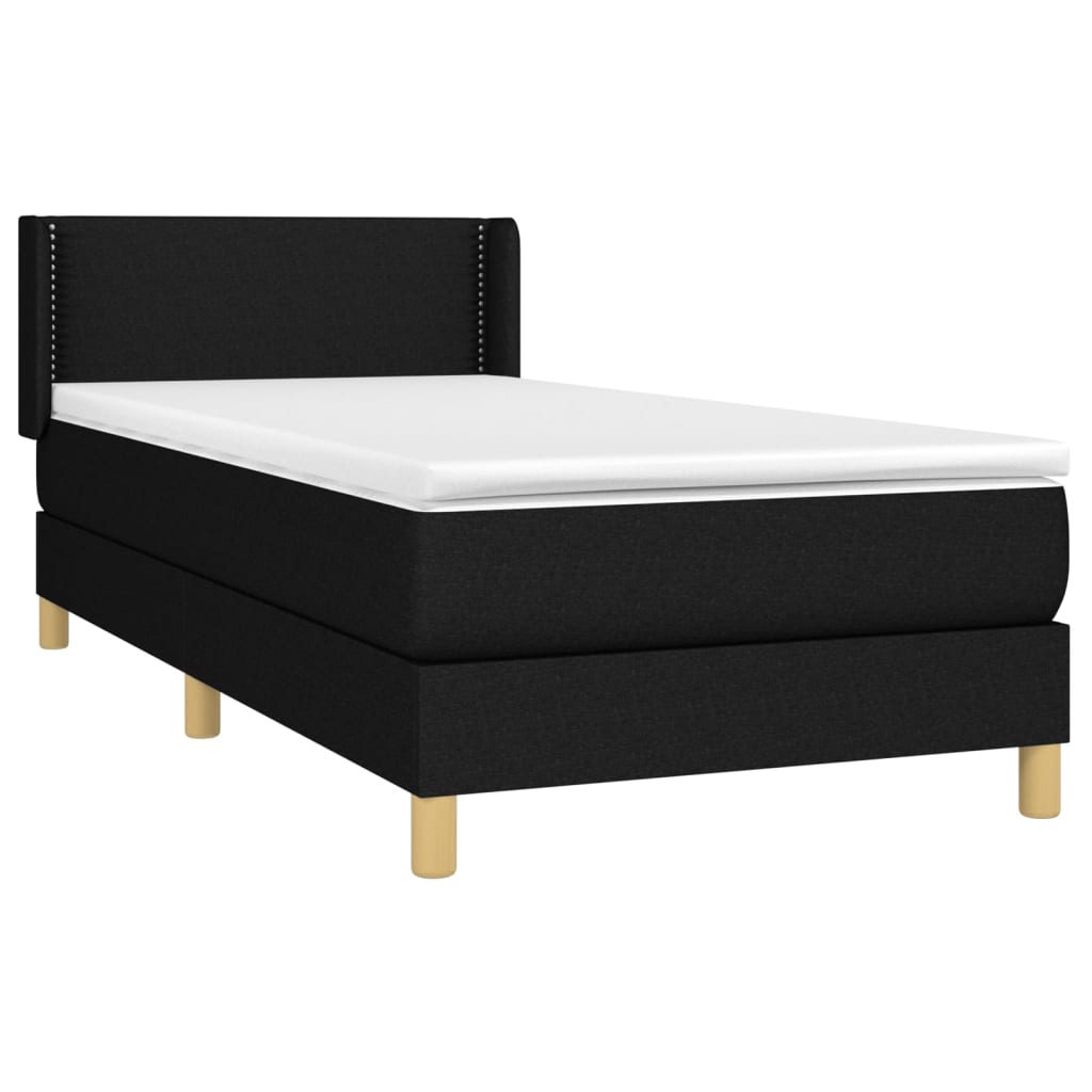 Cama com molas/colchão 100x200 cm tecido preto