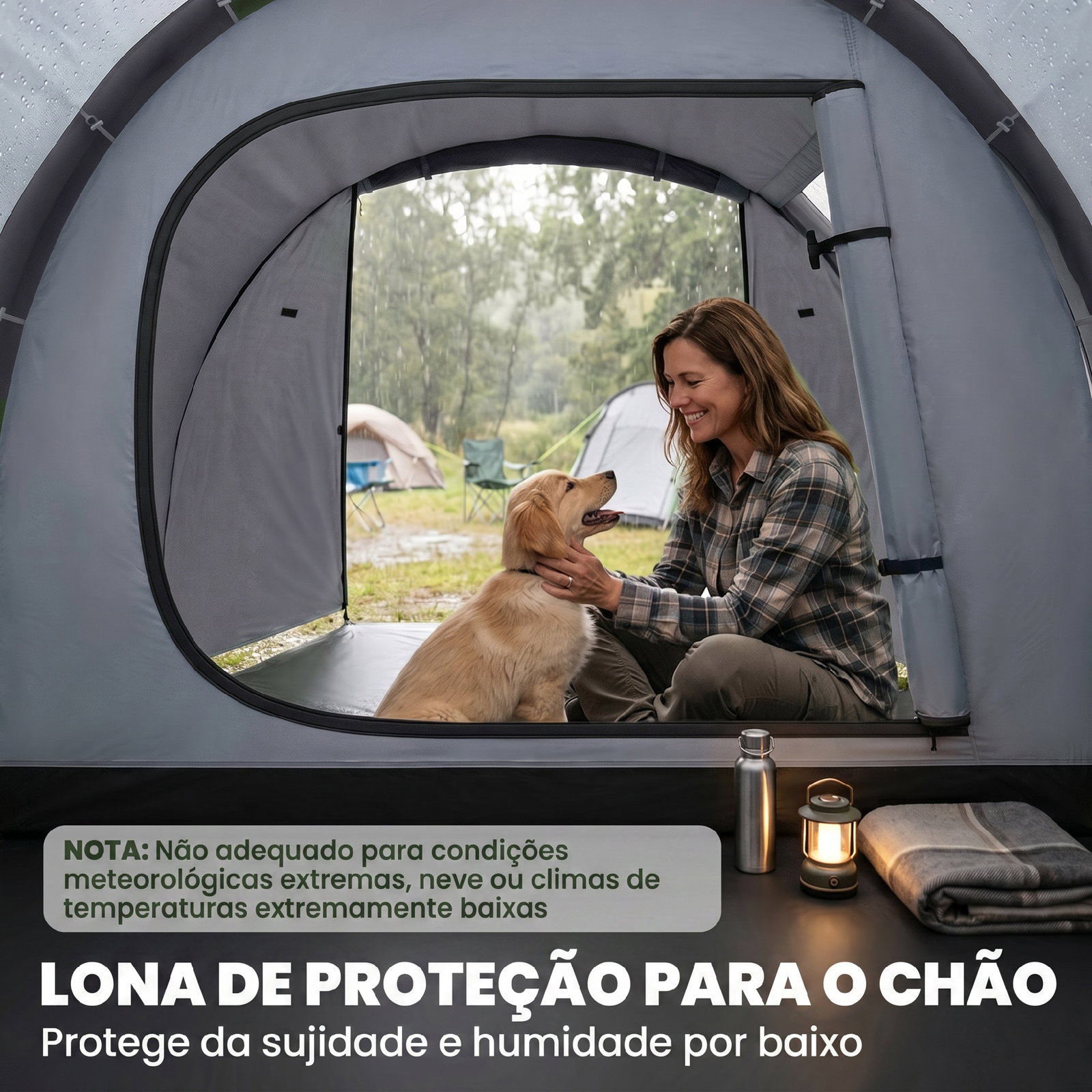 Tenda de campismo para 2-3 pessoas dobrável à prova d'agua e à prova de UV 20+ com vestíbulo 426x206x154 cm cinza escuro
