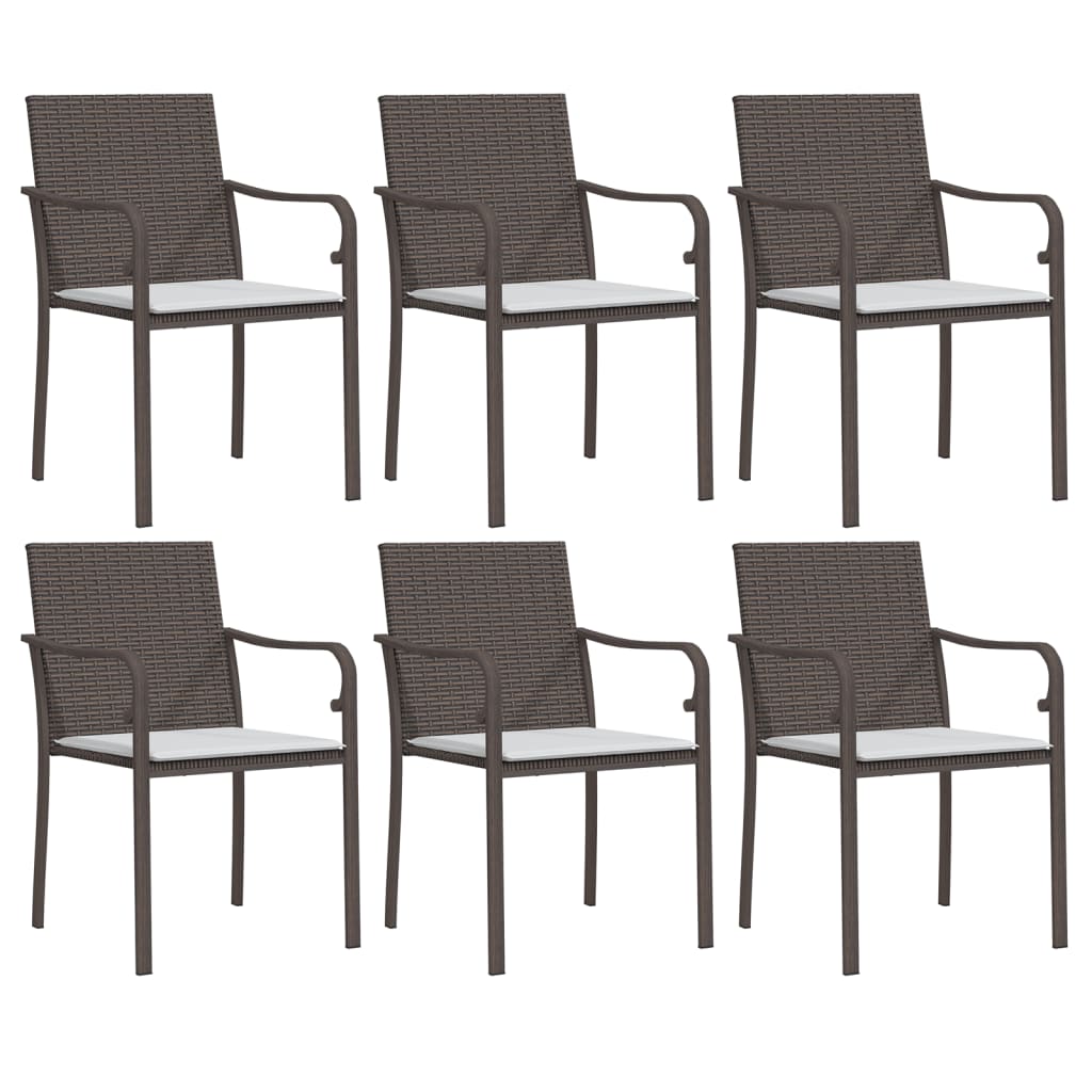 7 Pcs conjunto de jantar p/ jardim c/ almofadões vime PE e aço