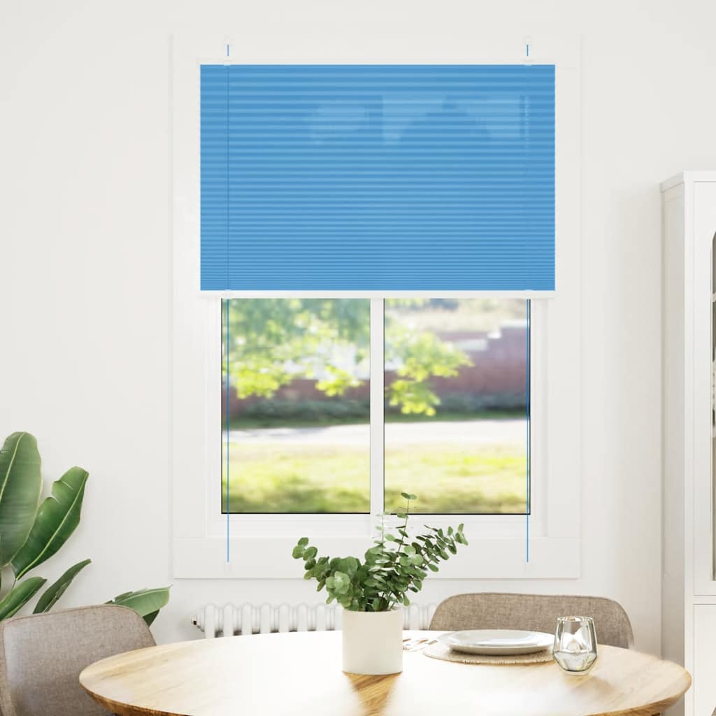 Azul plissada cega 100x100 cm largura tecido 99,4 cm poliéster