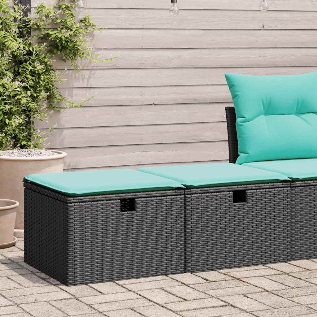2 Pcs conjunto sofás jardim c/ almofadões vime PE/acácia preto