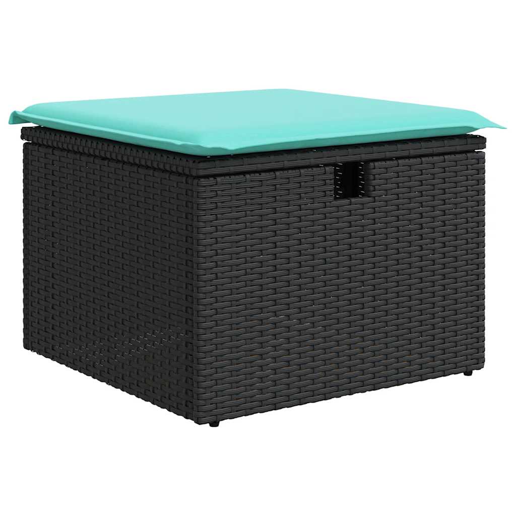 2 Pcs conjunto sofás jardim c/ almofadões vime PE/acácia preto