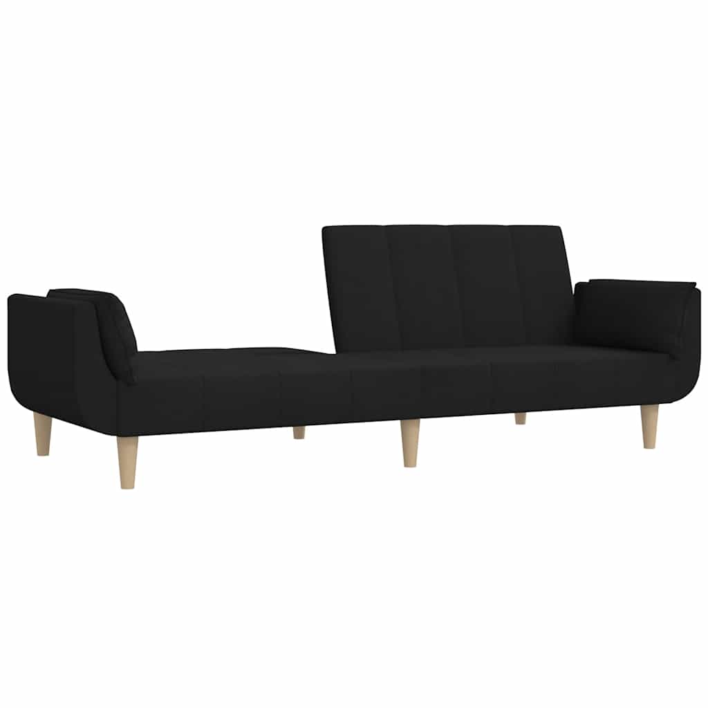 Sofá-cama 2 lugares com duas almofadas tecido preto