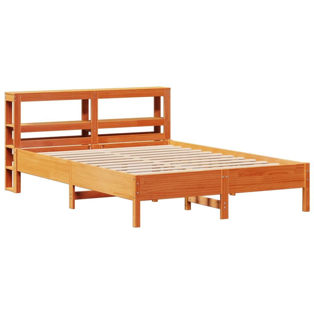 Cama sem colchão 160x200 cm madeira pinho maciço castanho-mel