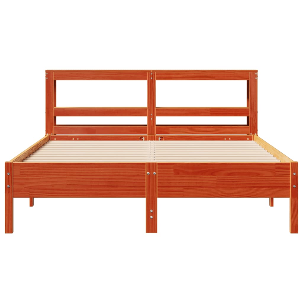 Cama sem colchão 160x200 cm madeira pinho maciço castanho-mel
