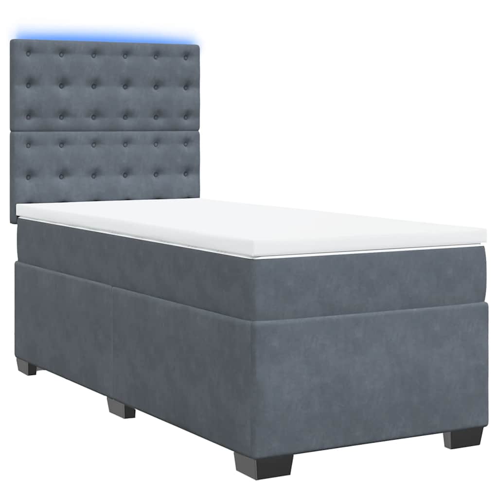 Cama com molas/colchão 100x200 cm veludo cinza-escuro