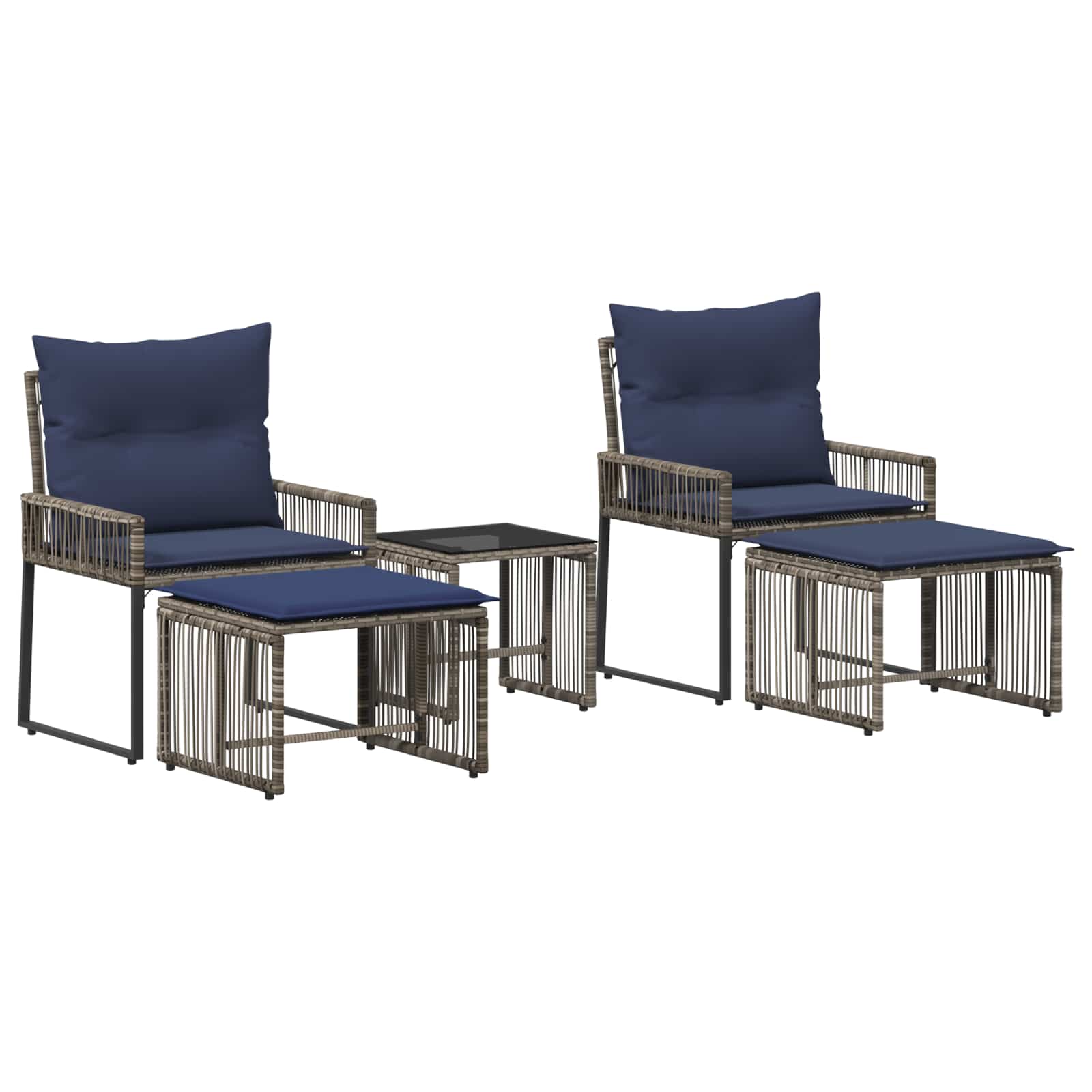 Conjunto de móveis para exterior 11 unid. cinza e azul marinho