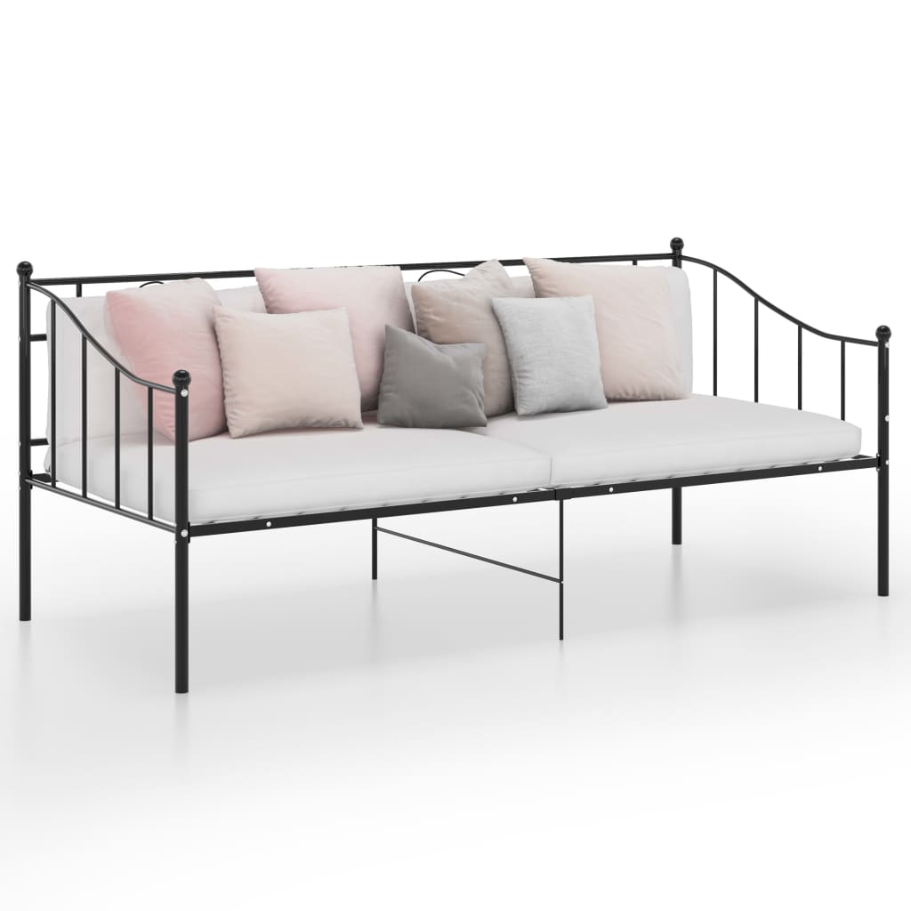 Sofá-cama 90x200 cm metal preto