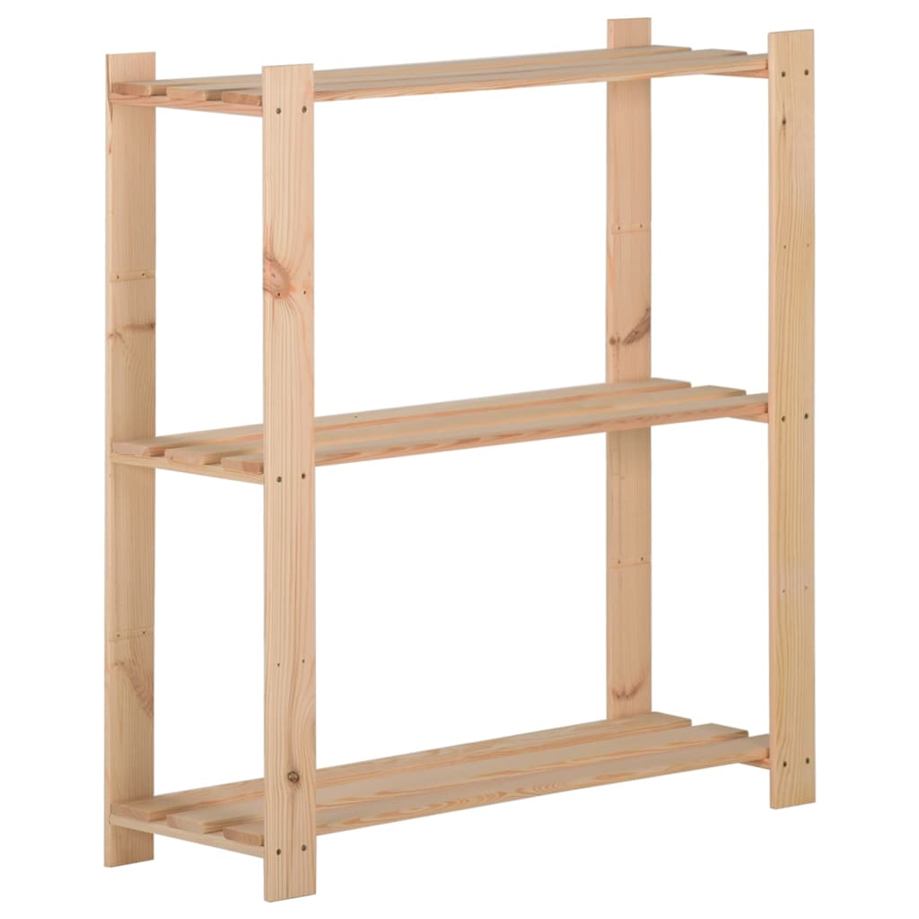 Unidade arrumação 3 prateleiras 80x28,5x90 cm pinho maciço