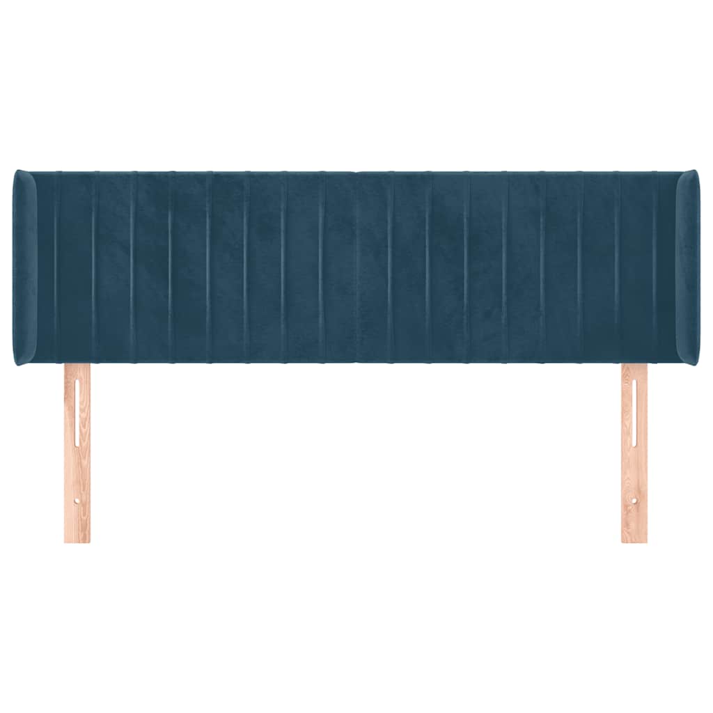 Cabeceira de cama c/ abas tecido 147x16x78/88cm azul-escuro