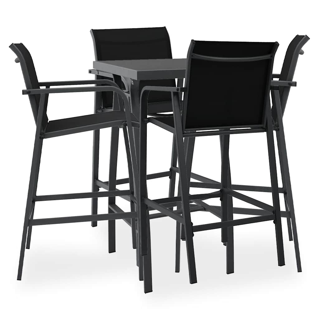 5 Pcs conjunto de bar para jardim preto