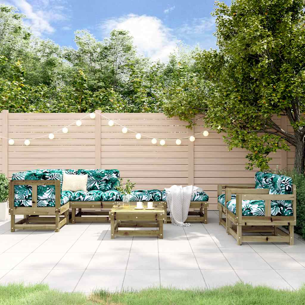 8 Pcs conjunto lounge de jardim madeira de pinho impregnada