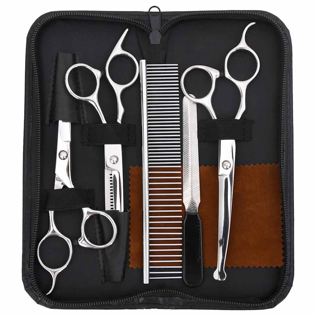 6 Pcs conjunto de tesouras de tosquia para cães aço inoxidável