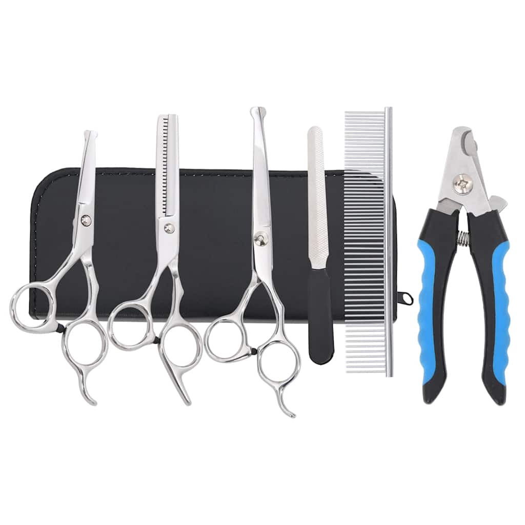 6 Pcs conjunto de tesouras de tosquia para cães aço inoxidável