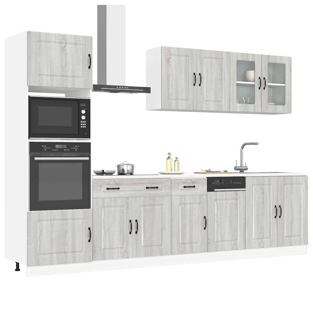 7 Peças armário de cozinha conjunto kalmar cinza sonoma