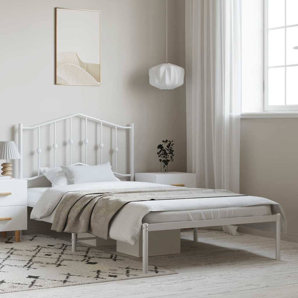 Estrutura de cama com cabeceira 100x200 cm metal branco